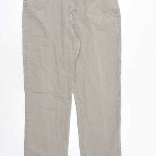 Lee Mens Beige Cotton Straight Jeans Size 35 in Relaxed Zip