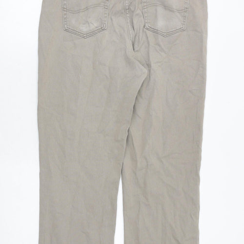 Lee Mens Beige Cotton Straight Jeans Size 35 in Relaxed Zip