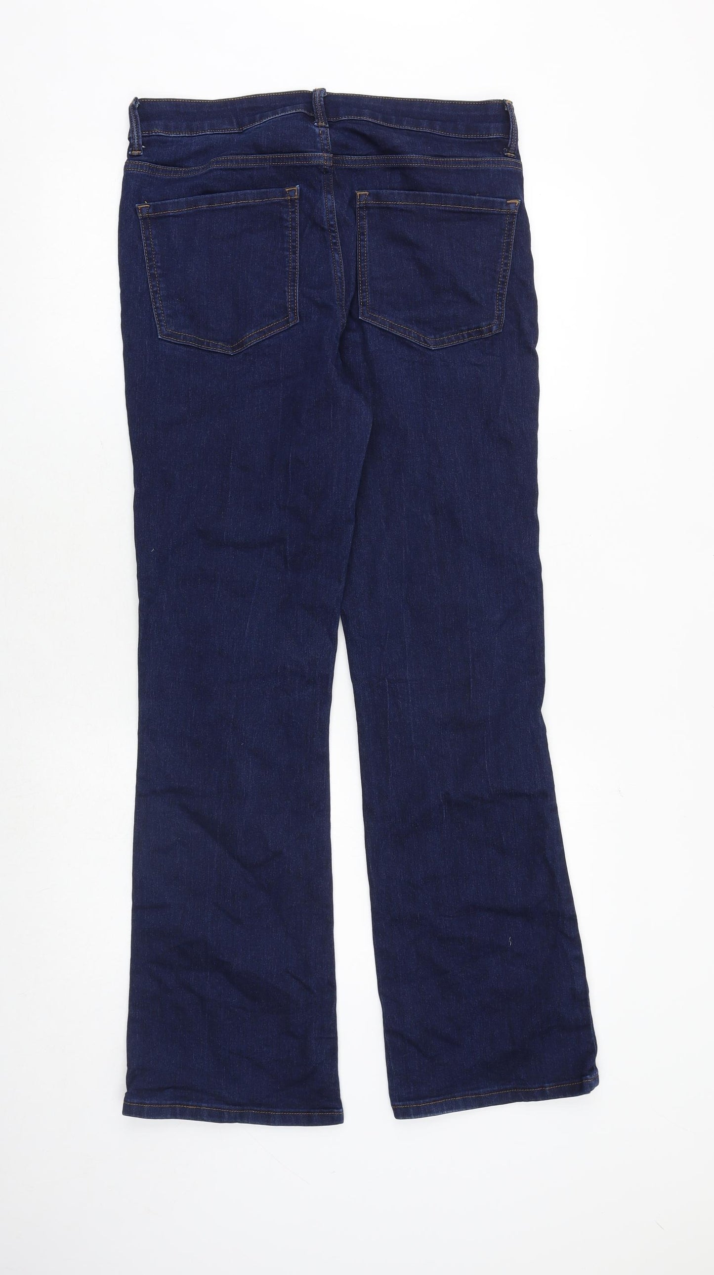 Marks and Spencer Womens Blue Cotton Bootcut Jeans Size 12 Regular Zip