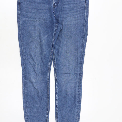 Marks and Spencer Womens Blue Cotton Skinny Jeans Size 10 Regular Zip