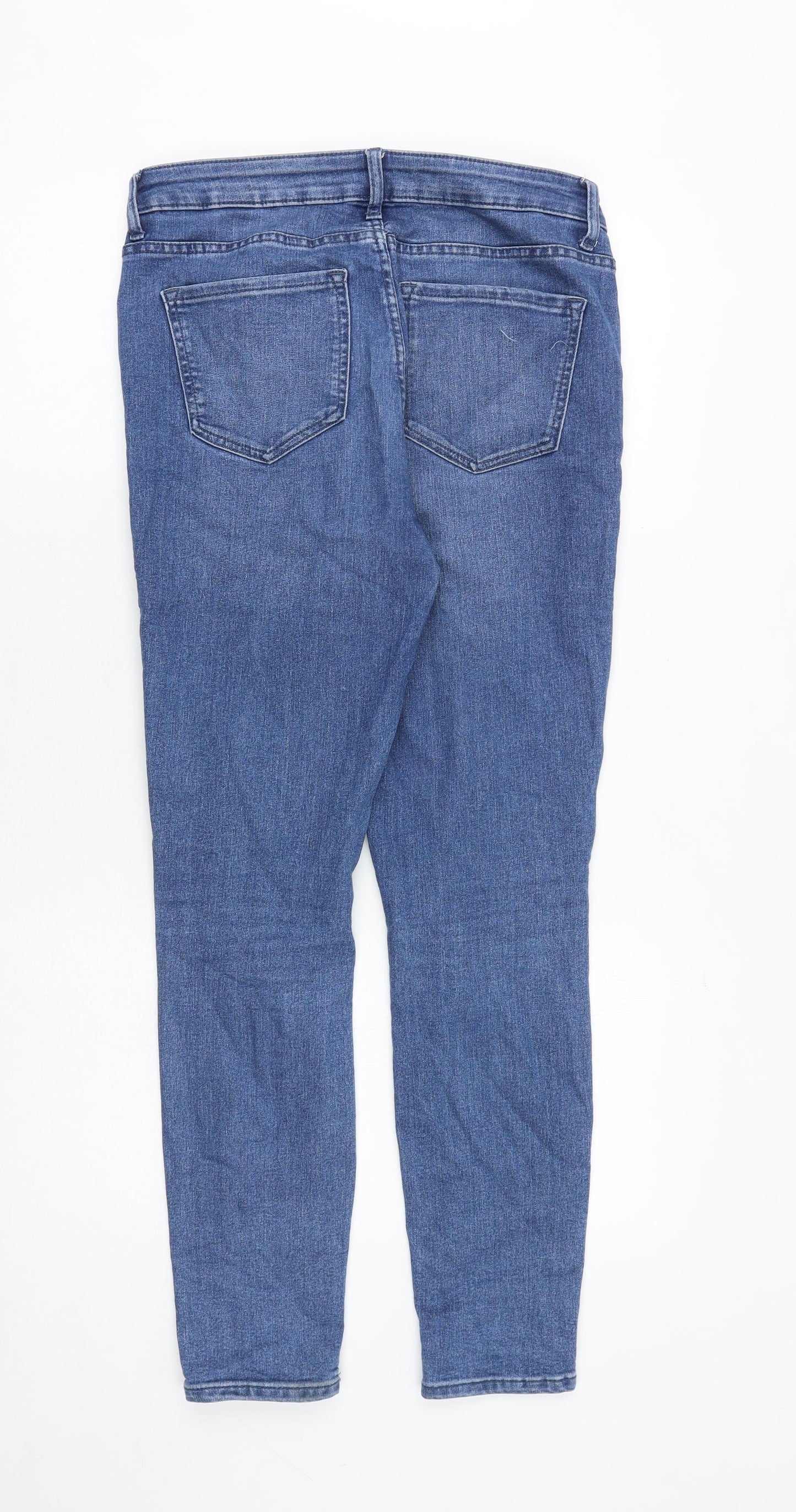 Marks and Spencer Womens Blue Cotton Skinny Jeans Size 10 Regular Zip