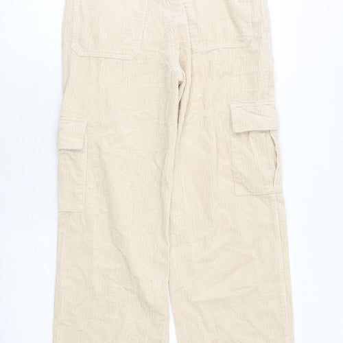 Marks and Spencer Girls Beige 100% Cotton Cargo Trousers Size 12-13 Years Regular Zip