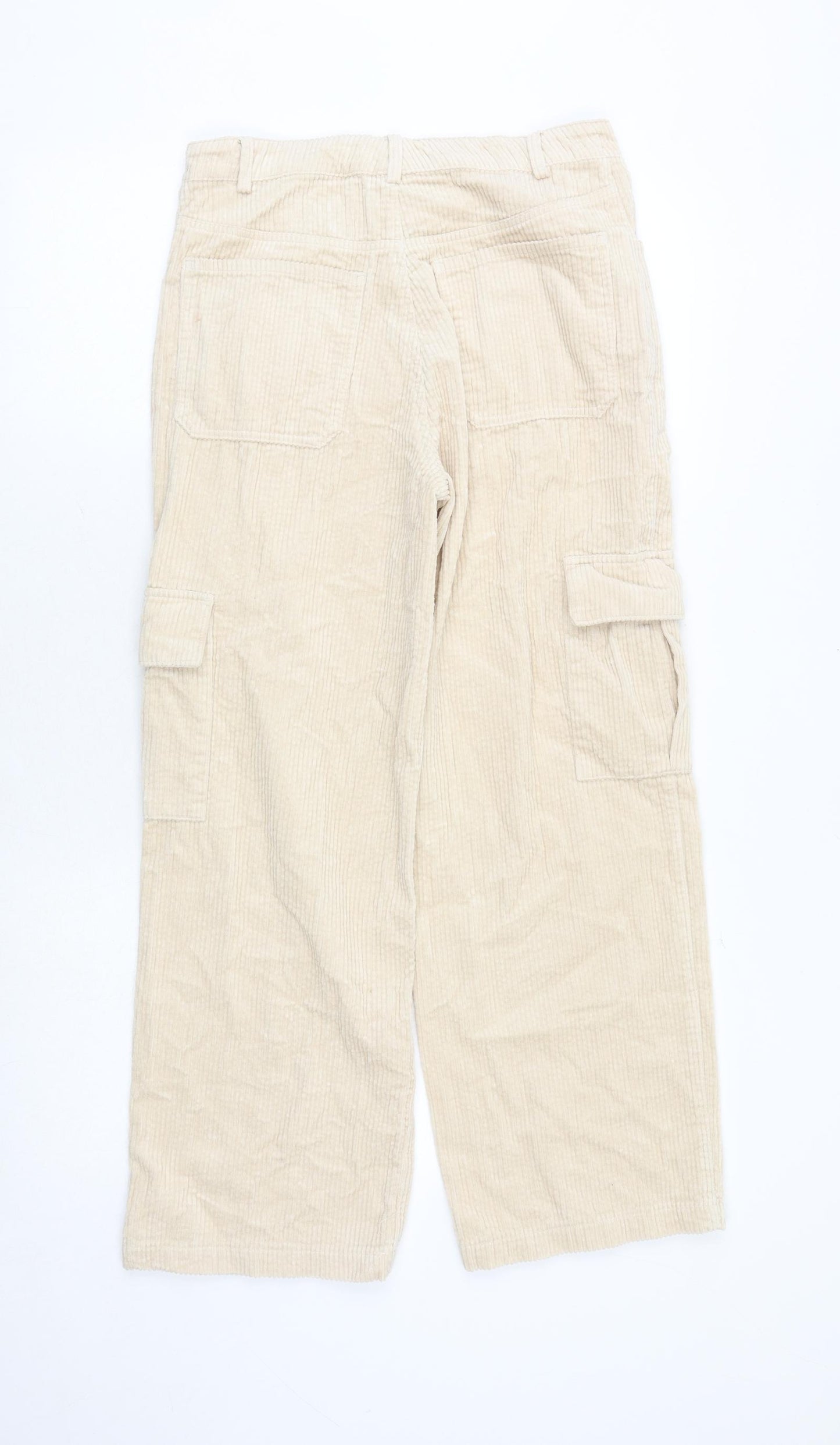Marks and Spencer Girls Beige 100% Cotton Cargo Trousers Size 12-13 Years Regular Zip