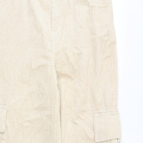 Marks and Spencer Girls Beige 100% Cotton Cargo Trousers Size 12-13 Years Regular Zip