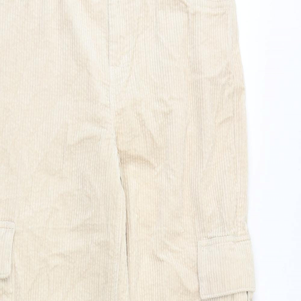 Marks and Spencer Girls Beige 100% Cotton Cargo Trousers Size 12-13 Years Regular Zip