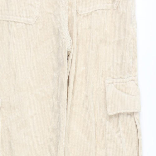 Marks and Spencer Girls Beige 100% Cotton Cargo Trousers Size 12-13 Years Regular Zip