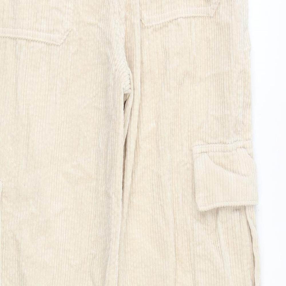 Marks and Spencer Girls Beige 100% Cotton Cargo Trousers Size 12-13 Years Regular Zip