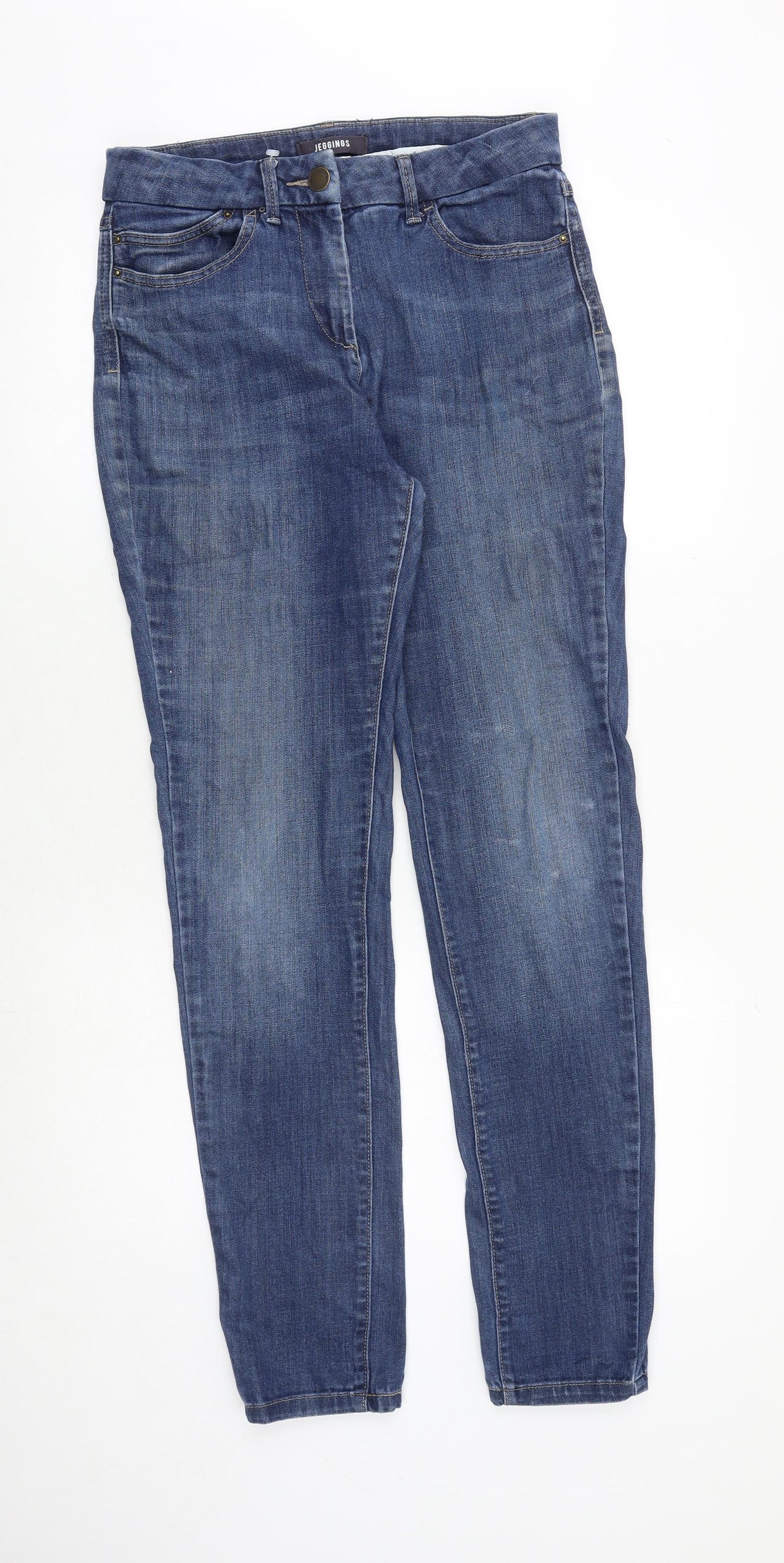 Marks and Spencer Womens Blue Cotton Jegging Jeans Size 12 Regular Button