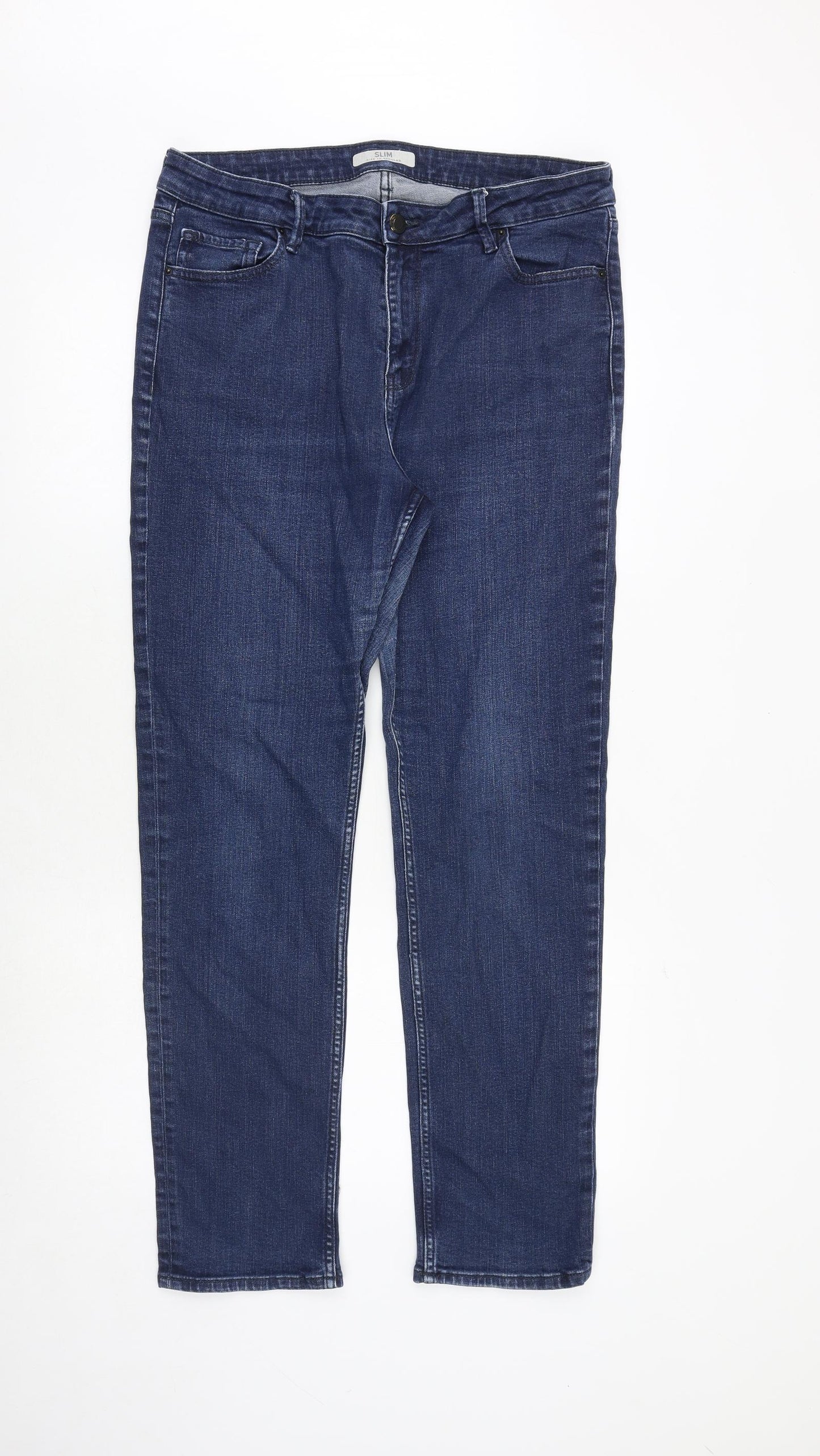 Marks and Spencer Womens Blue Cotton Skinny Jeans Size 16 Slim Zip
