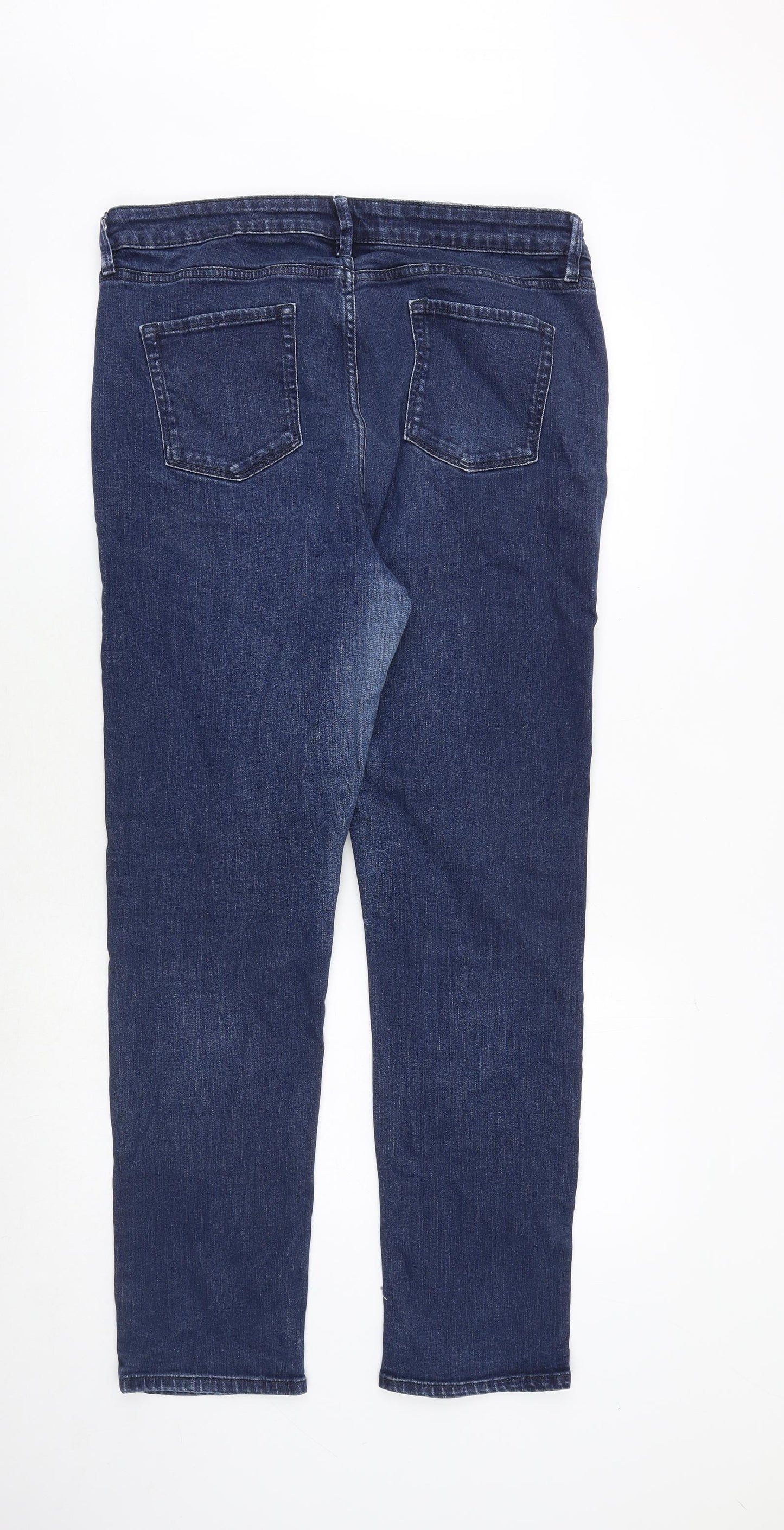Marks and Spencer Womens Blue Cotton Skinny Jeans Size 16 Slim Zip