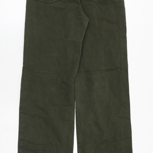 Mango Womens Green Cotton Straight Jeans Size 8 Relaxed Button