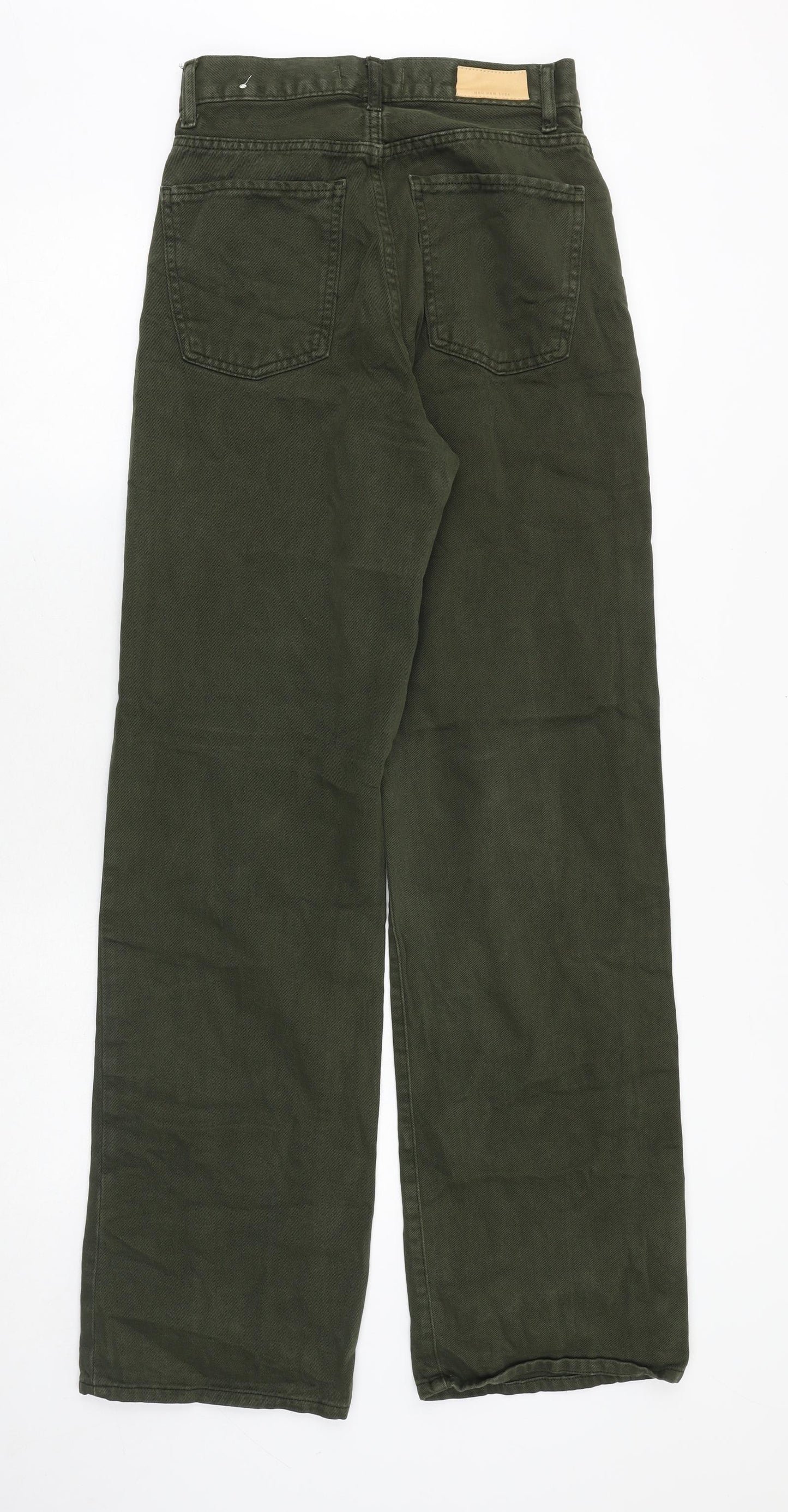 Mango Womens Green Cotton Straight Jeans Size 8 Relaxed Button