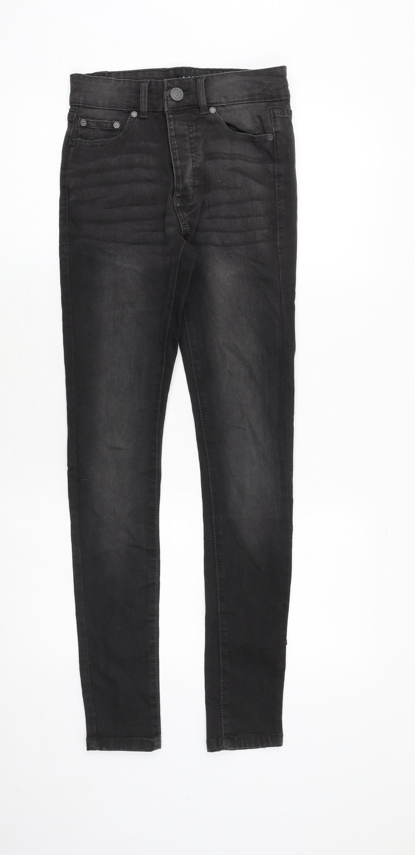 Boohoo Mens Grey Cotton Skinny Jeans Size 28 in Slim Button