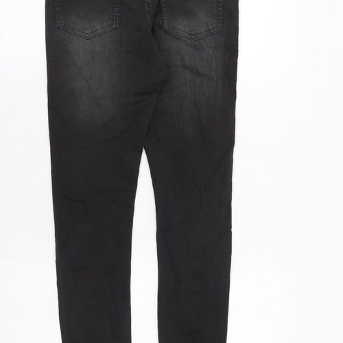Boohoo Mens Grey Cotton Skinny Jeans Size 28 in Slim Button