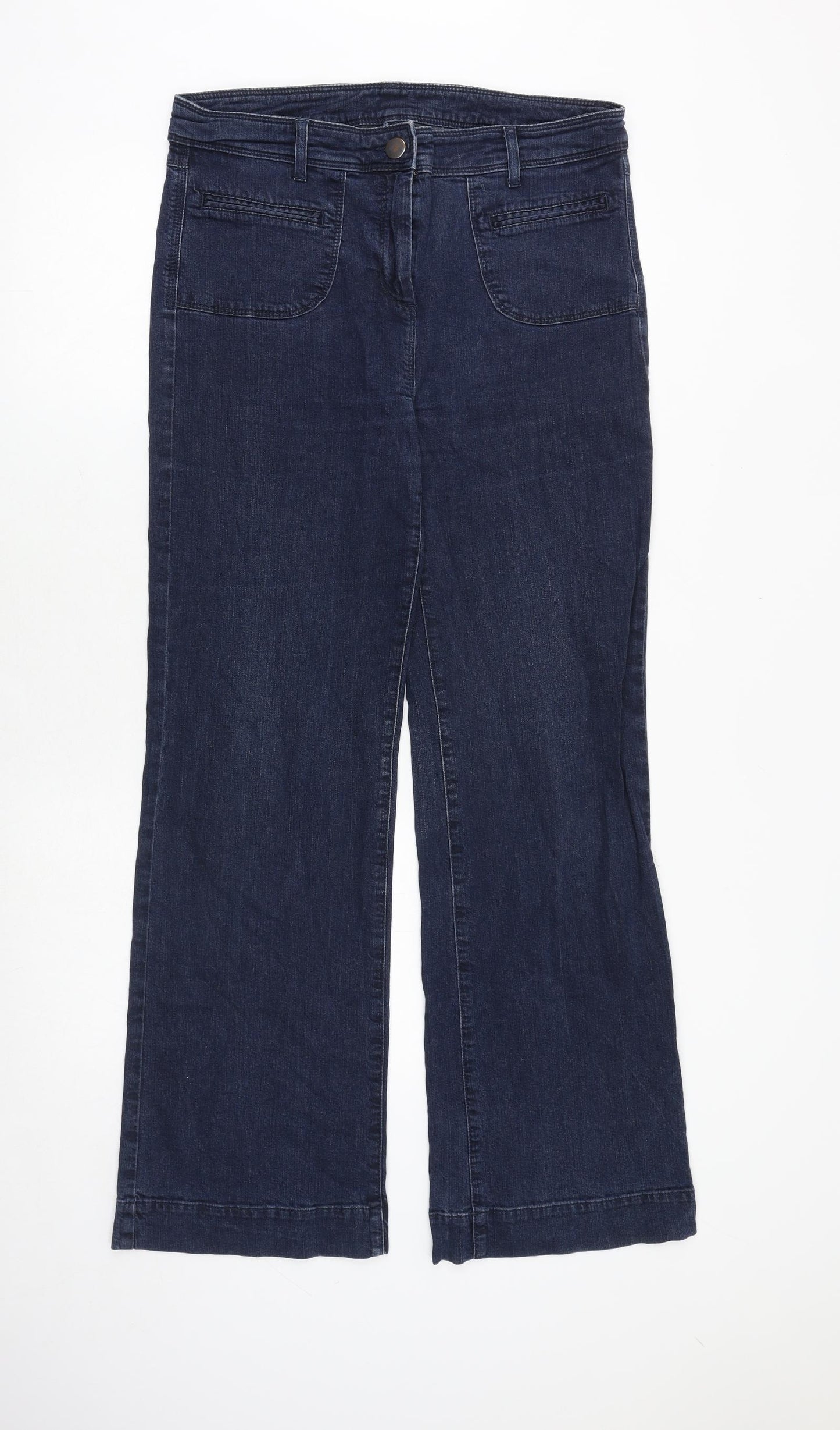 Marks and Spencer Womens Blue Cotton Bootcut Jeans Size 14 Regular Zip