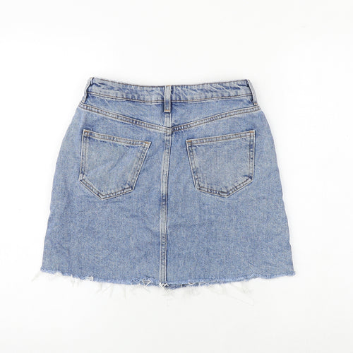 New Look Girls Blue 100% Cotton A-Line Skirt Size 12 Years Regular Button