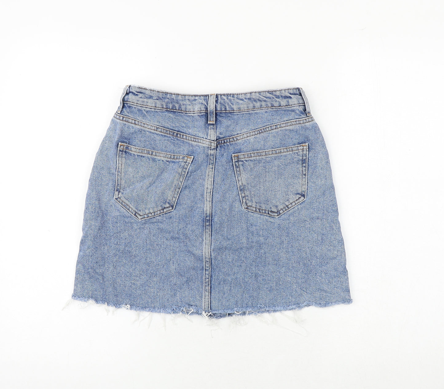 New Look Girls Blue 100% Cotton A-Line Skirt Size 12 Years Regular Button