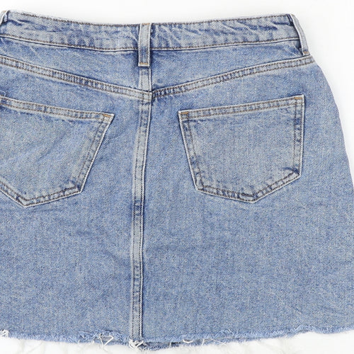 New Look Girls Blue 100% Cotton A-Line Skirt Size 12 Years Regular Button