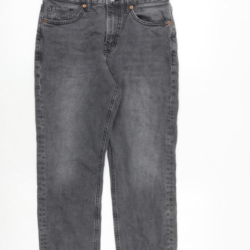Topshop Womens Grey Cotton Straight Jeans Size 28 in Regular Zip