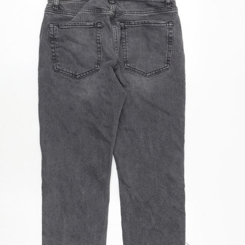 Topshop Womens Grey Cotton Straight Jeans Size 28 in Regular Zip