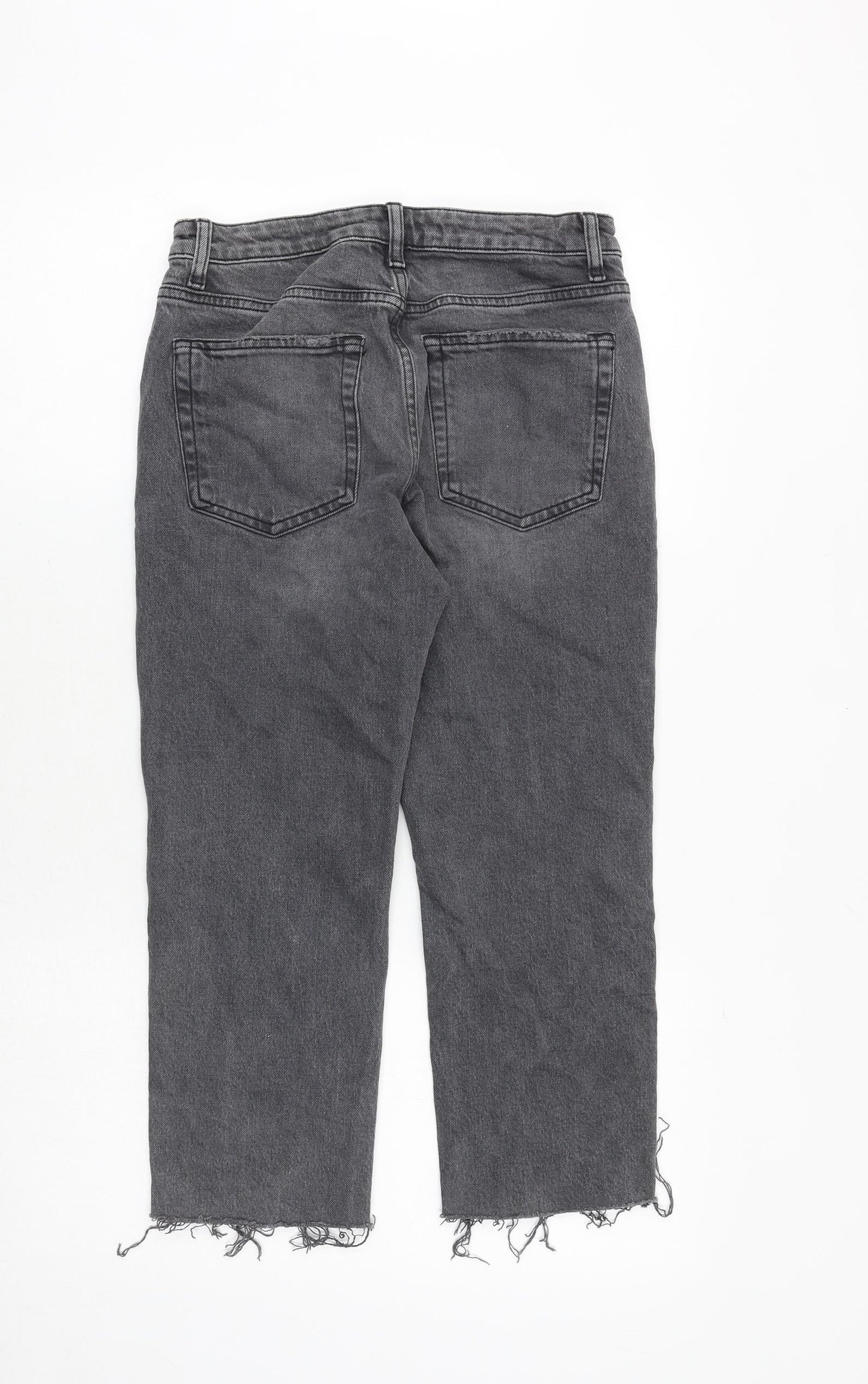 Topshop Womens Grey Cotton Straight Jeans Size 28 in Regular Zip