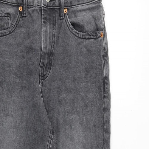 Topshop Womens Grey Cotton Straight Jeans Size 28 in Regular Zip