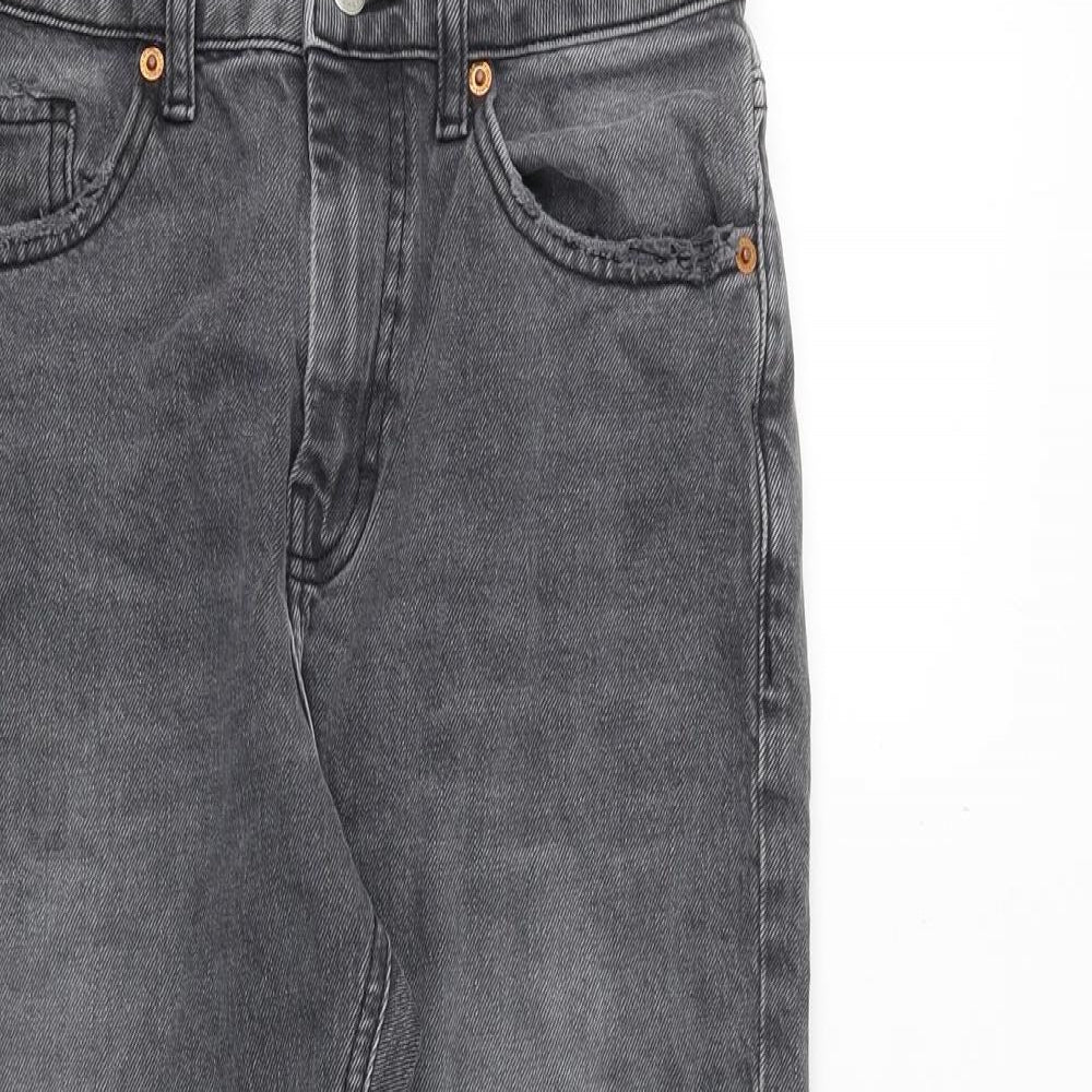 Topshop Womens Grey Cotton Straight Jeans Size 28 in Regular Zip