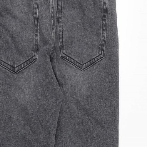 Topshop Womens Grey Cotton Straight Jeans Size 28 in Regular Zip