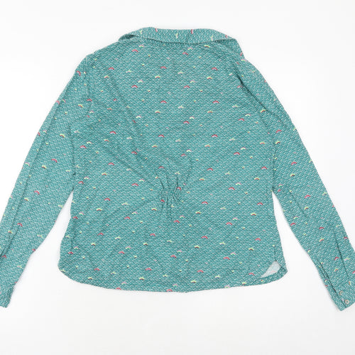 Mistral Womens Green Geometric 100% Cotton Basic Button-Up Size 8 Collared