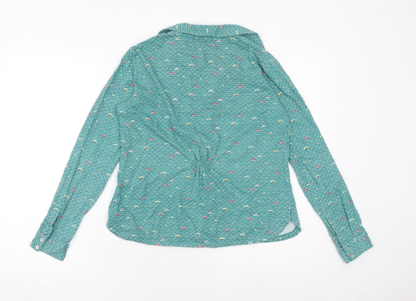 Mistral Womens Green Geometric 100% Cotton Basic Button-Up Size 8 Collared