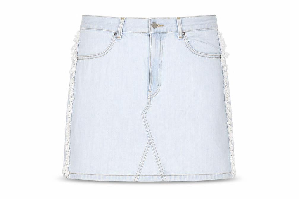 Dr. Denim Womens Blue Cotton A-Line Skirt Size L Zip