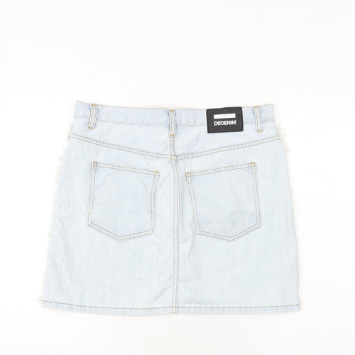 Dr. Denim Womens Blue Cotton A-Line Skirt Size L Zip