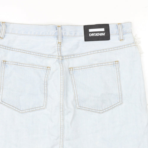 Dr. Denim Womens Blue Cotton A-Line Skirt Size L Zip
