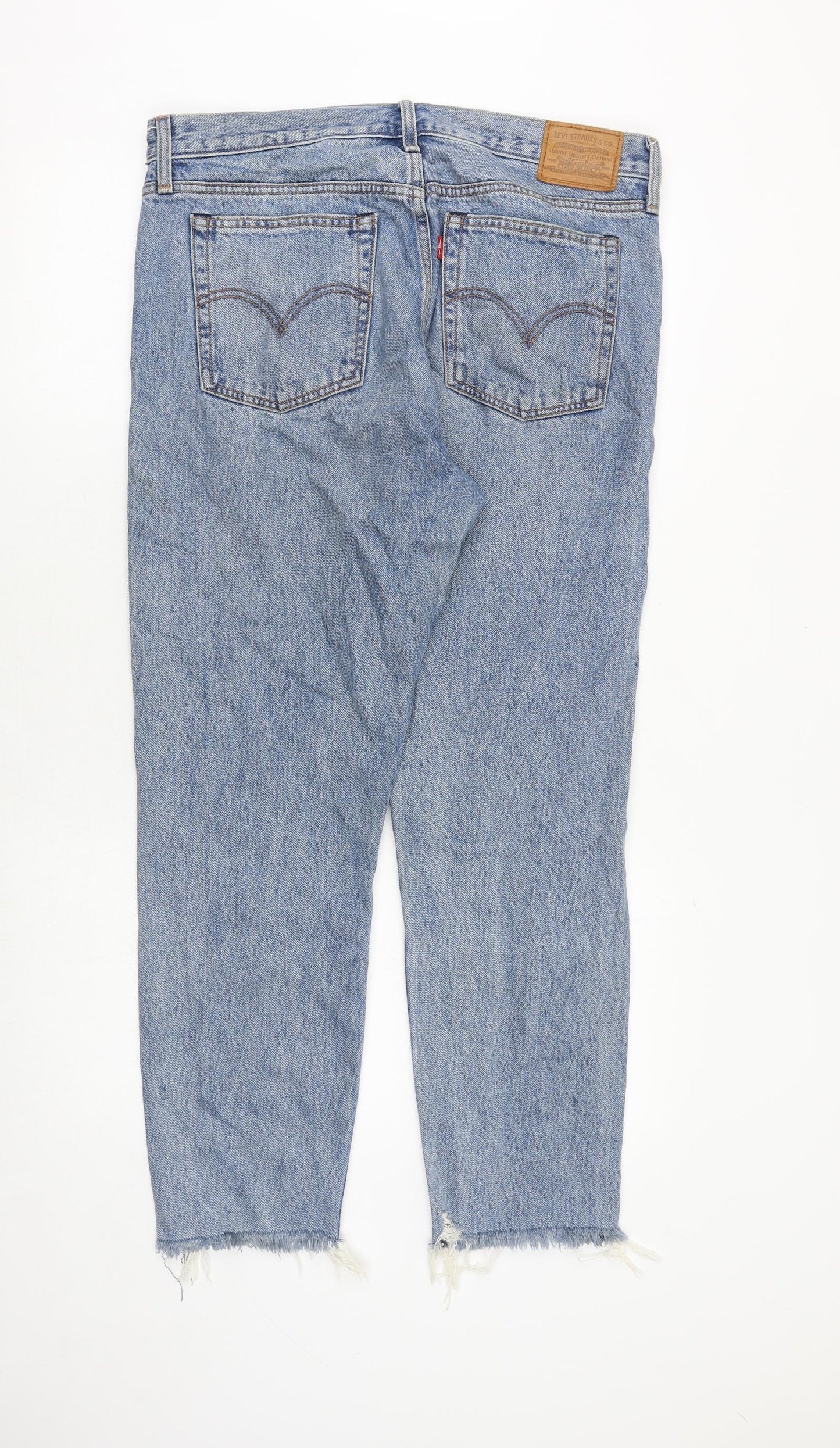 Levi's Womens Blue Cotton Straight Jeans Size 31 in Regular Button