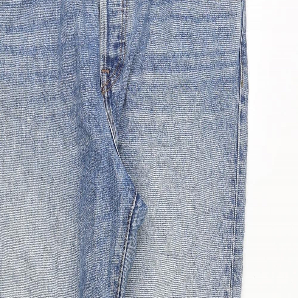 Levi's Womens Blue Cotton Straight Jeans Size 31 in Regular Button