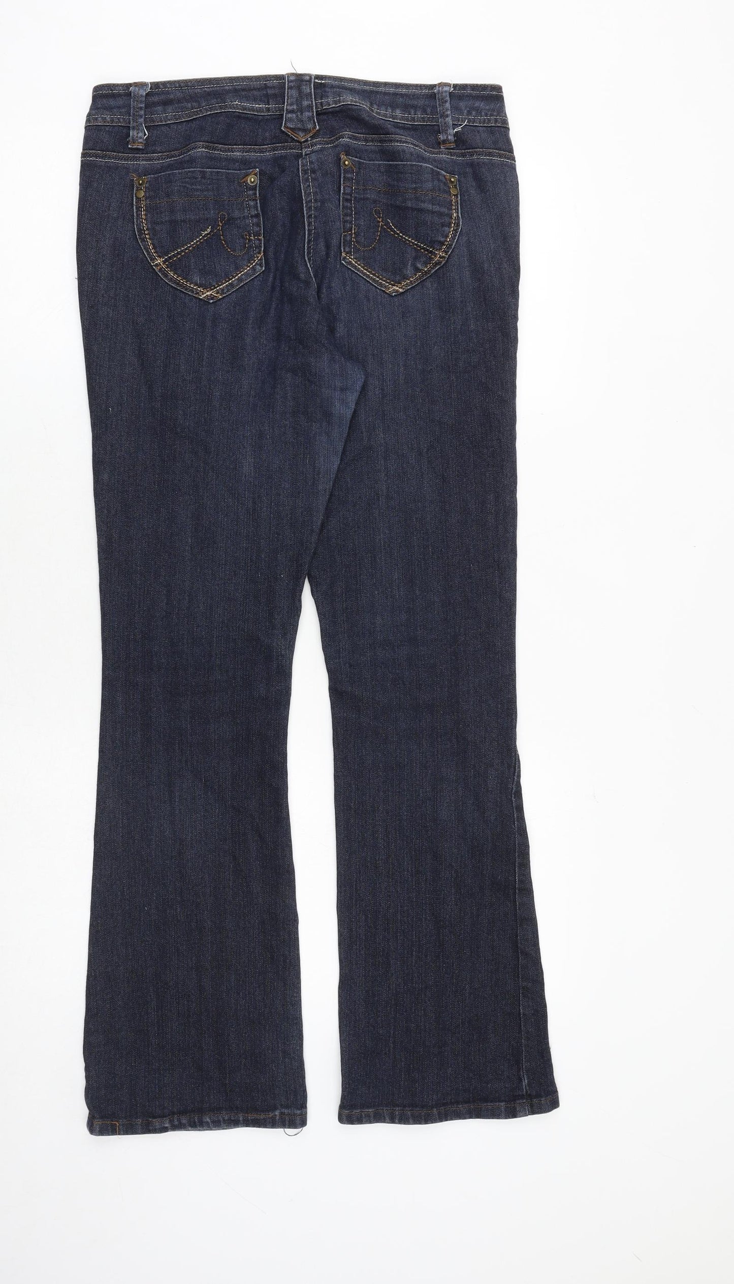 Debenhams Womens Blue Cotton Bootcut Jeans Size 12 Regular Zip