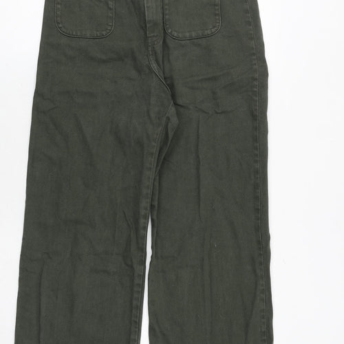& Other Stories Womens Green Cotton Wide-Leg Jeans Size 12 Regular Zip