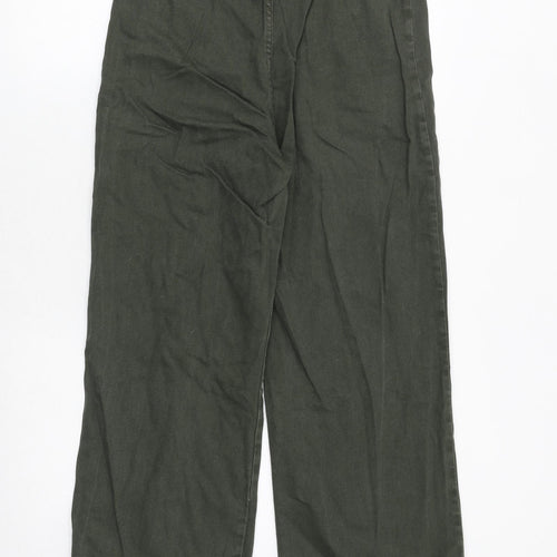 & Other Stories Womens Green Cotton Wide-Leg Jeans Size 12 Regular Zip