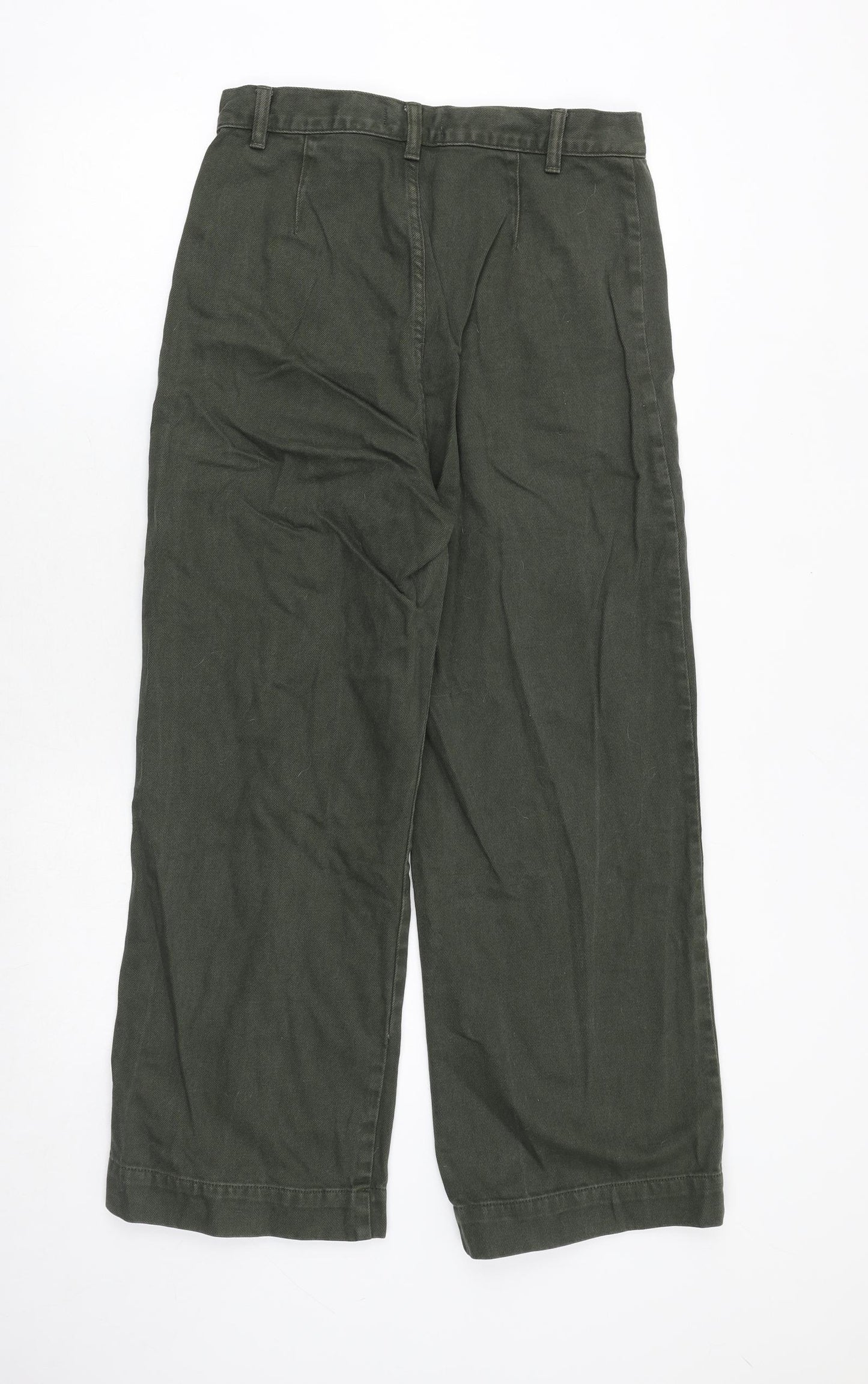& Other Stories Womens Green Cotton Wide-Leg Jeans Size 12 Regular Zip