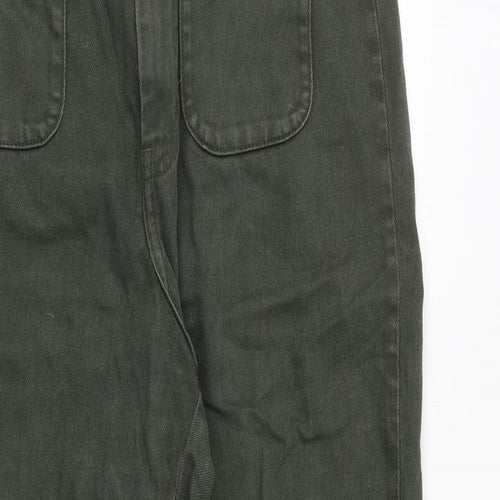 & Other Stories Womens Green Cotton Wide-Leg Jeans Size 12 Regular Zip