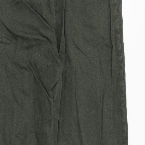 & Other Stories Womens Green Cotton Wide-Leg Jeans Size 12 Regular Zip