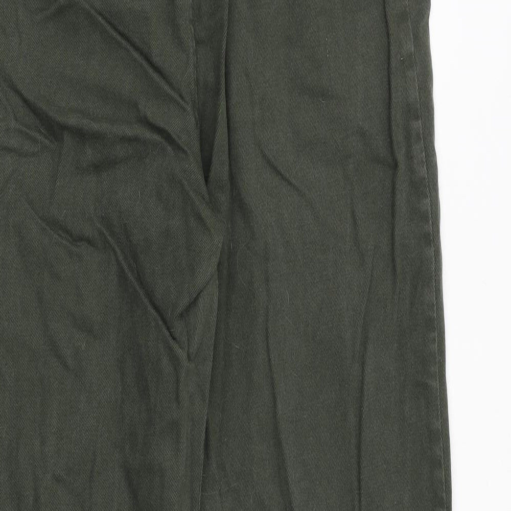 & Other Stories Womens Green Cotton Wide-Leg Jeans Size 12 Regular Zip