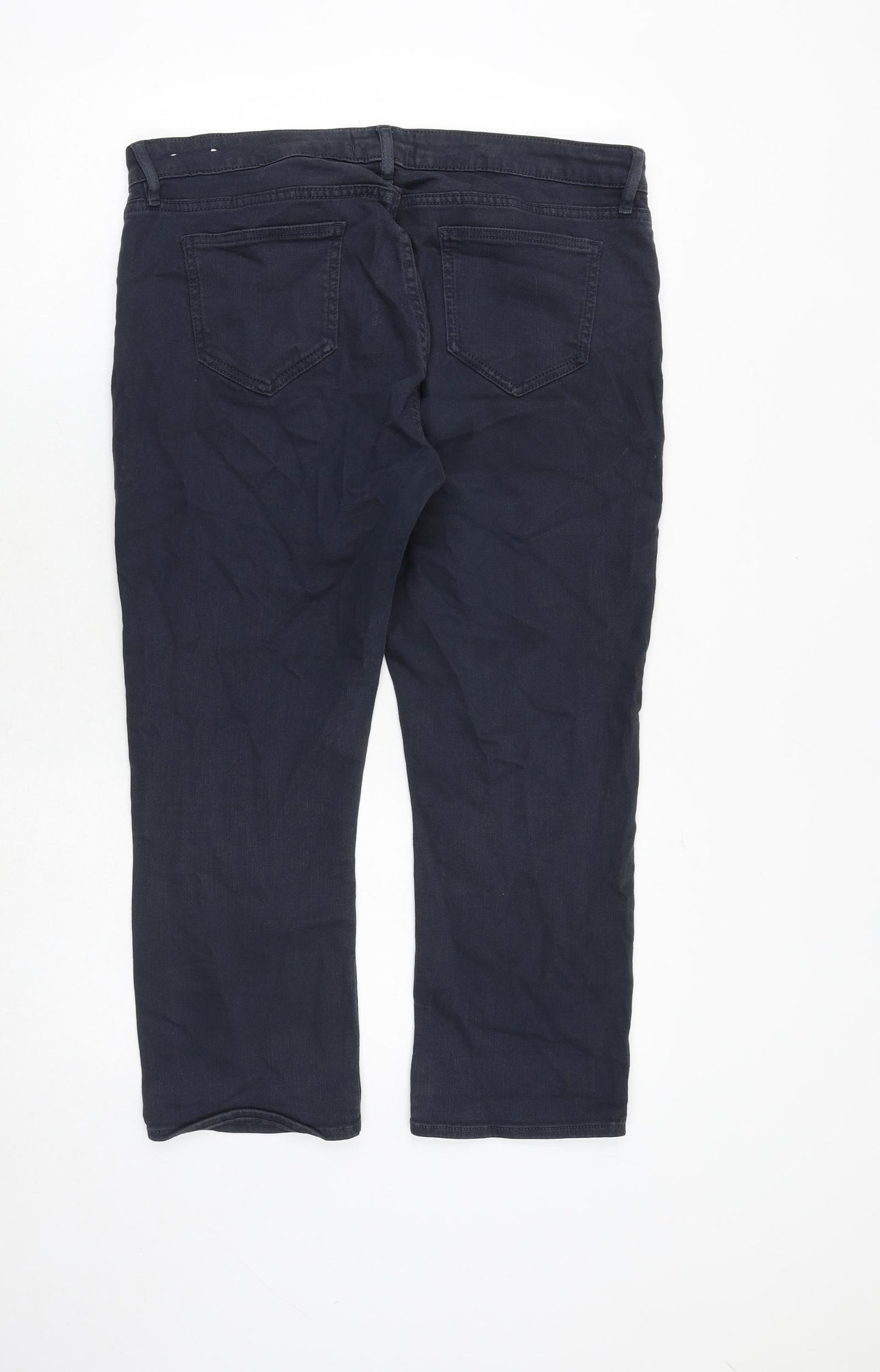 Fat Face Womens Blue Cotton Straight Jeans Size 14 Regular Zip