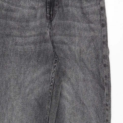 H&M Girls Grey Cotton Boyfriend Jeans Size 12 Years Regular Zip