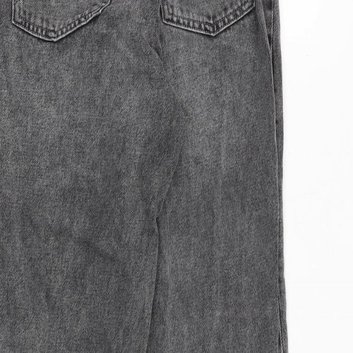 H&M Girls Grey Cotton Boyfriend Jeans Size 12 Years Regular Zip