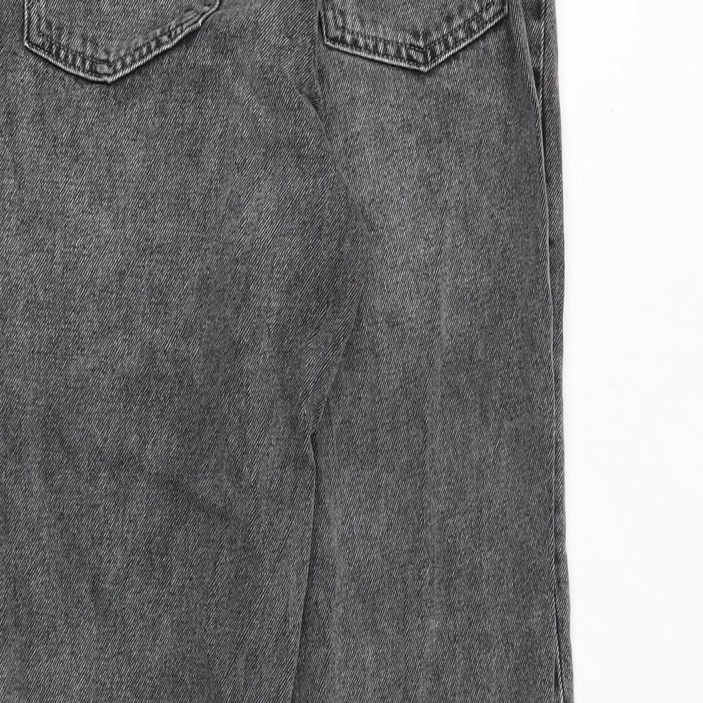 H&M Girls Grey Cotton Boyfriend Jeans Size 12 Years Regular Zip