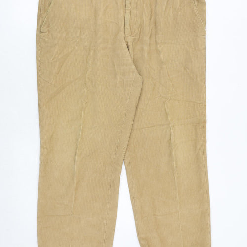 Marks and Spencer Mens Brown Cotton Trousers Size 36 in Regular Zip