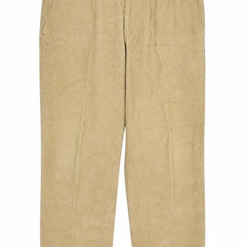 Marks and Spencer Mens Brown Cotton Trousers Size 36 in Regular Zip