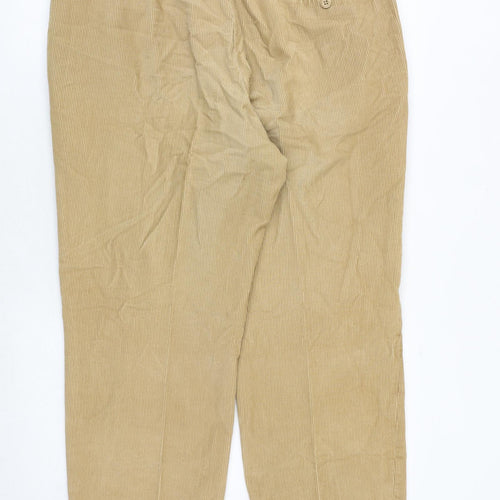 Marks and Spencer Mens Brown Cotton Trousers Size 36 in Regular Zip