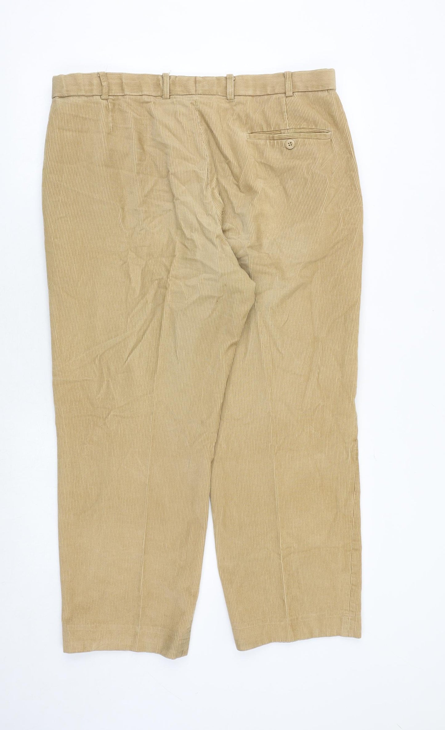 Marks and Spencer Mens Brown Cotton Trousers Size 36 in Regular Zip